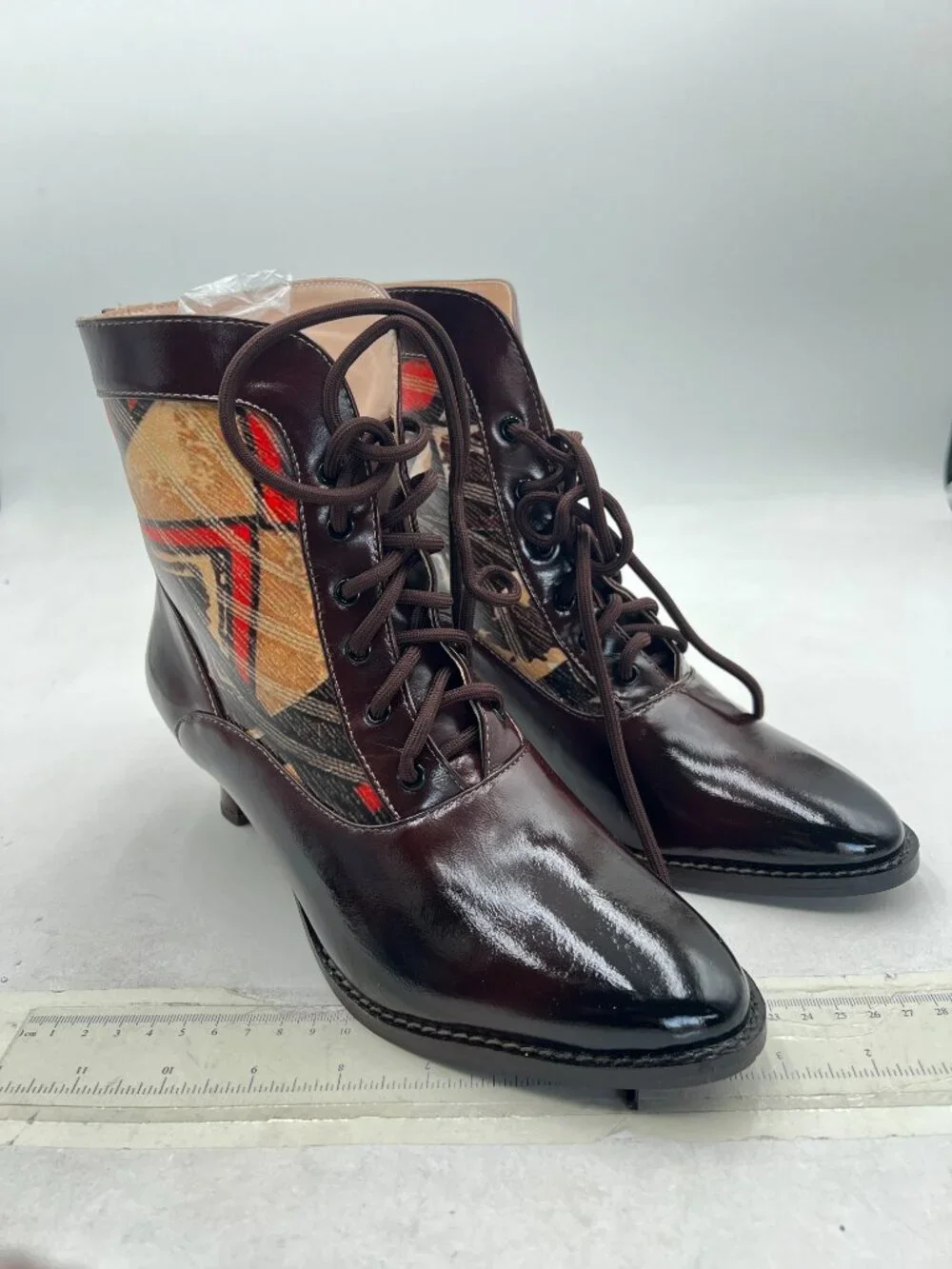 Brown Women Round Toe Oxfords Heels Lace-Up Low Heel Fashion Ankle Boots